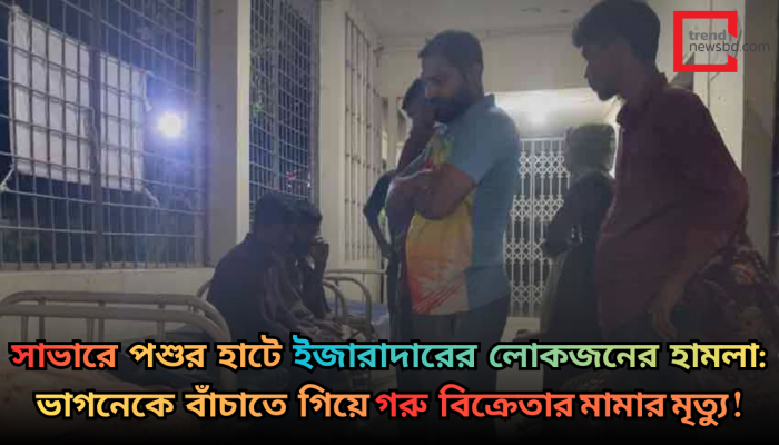 সাভারে  পশুর  হাটে  ইজারাদারের  লোকজনের  হামলা: ভাগনেকে  বাঁচাতে  গিয়ে গরু  বিক্রেতার মামার মৃত্যু !